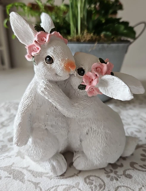 Osterhasenpaar Lepre Corona di Fiori Pasqua Decorazione Shabby Landhaus 13cm