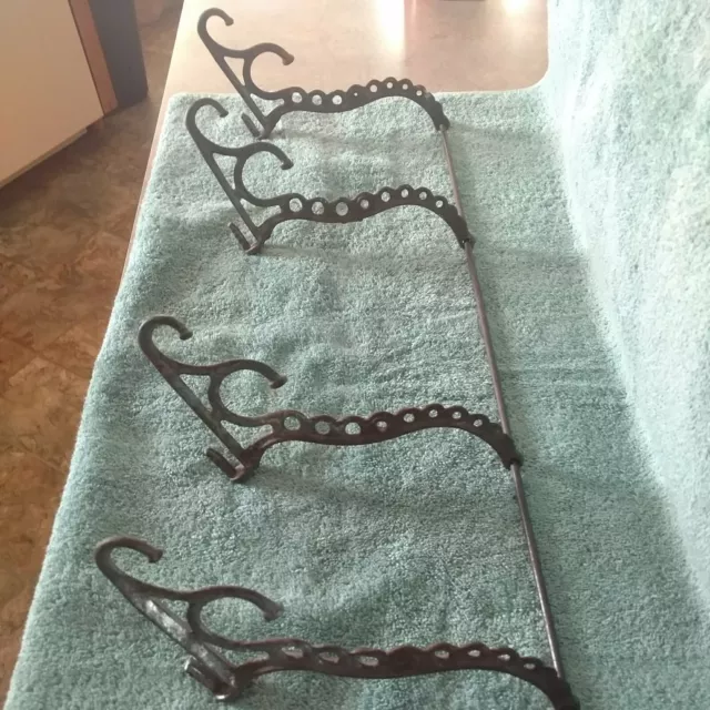 Vintage Railroad RR Train Car Metal Coat Rack 4 Double Hooks on Rod 21.75" Long