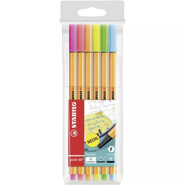 STABILO point 88 Fineliner 6er Farben Set Faserschreiber Filzstift Feinschreiber