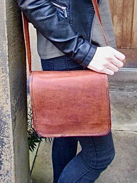 Plus Large Femme Véritable Cuir Vintage Sacoche Épaule Ordinateur Portable