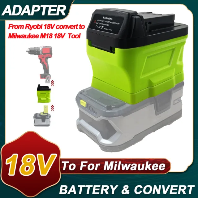 Battery Adapter for Ryobi 18V ONE+ Battery to for Milwaukee 18V Power Tool Drill
