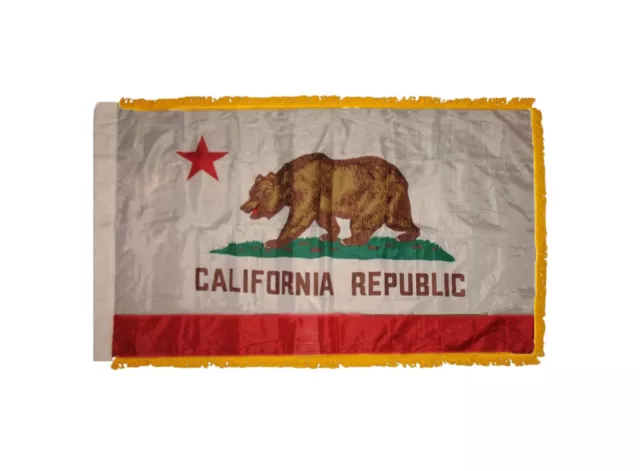 3x5 California State Poly Nylon Sleeve w/ Fringe Flag 3'x5' Banner