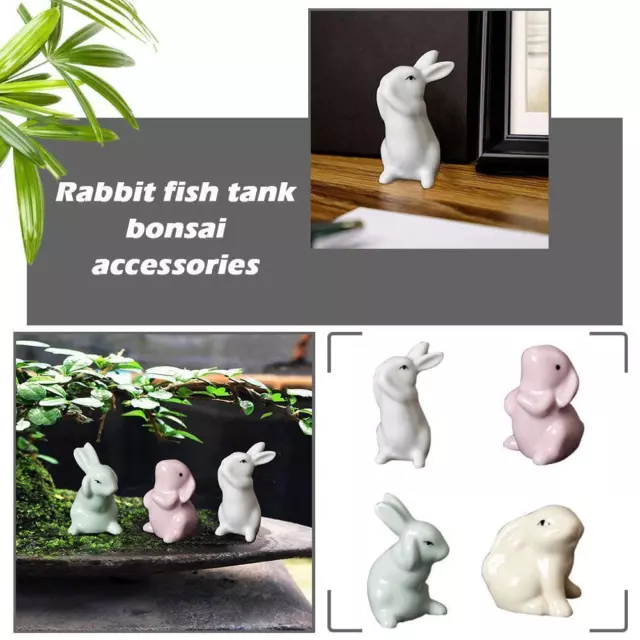 Micro Landscape Ornaments Small Ceramics Rabbits For Fish Bonsai Tanks I2K1 2