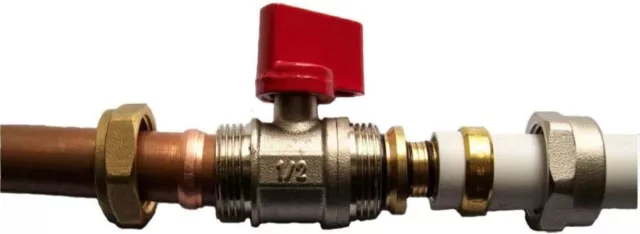 Wärmer System Adapter Reducer 15mm/16mm Pex-al-pex Ball Valve Brass Compressio