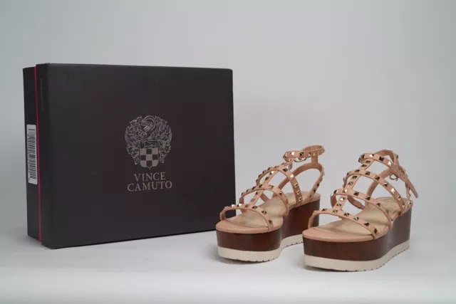 Vince Camuto Pemolie Studded Strappy Faux Leather Platform Sandals In Size 7M