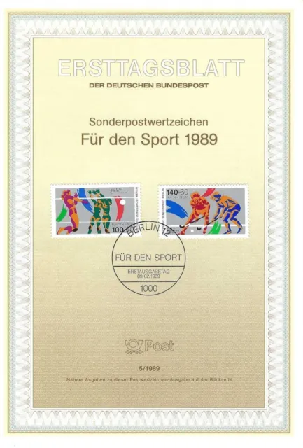 ETB, Deutsche Bundespost Berlin, Ersttagsblatt 5/1989 - Für den Sport 1989