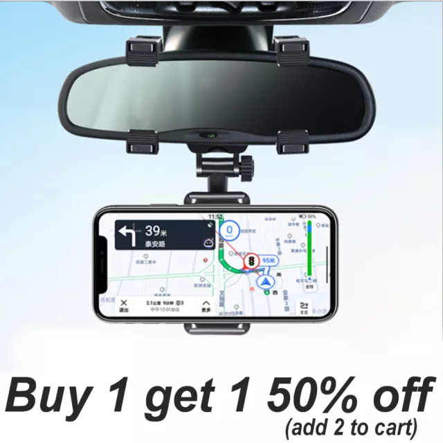 Universal 360 Rotation Car Rear View Mirror Mount Stand GPS Cell Phone Holder US