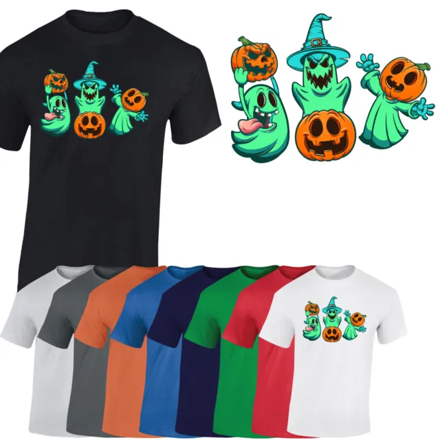 T-shirt da uomo Happy Halloween Pumpkin spettrale spaventoso horror unisex regalo