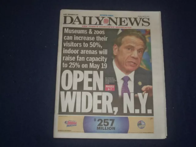 2021 April 20 New York Daily News Newspaper - Gov. Cuomo Says Ny To Open Wider