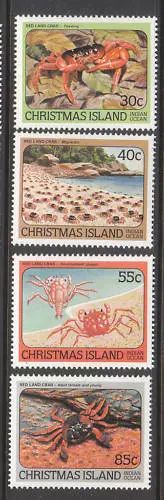 1984 Red Crabs of Christmas Island - MUH Complete Set of 4 Stamps