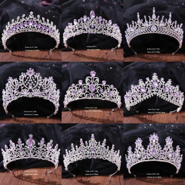 Helllila Kristall Königin Prinzessin Hochzeit Braut Diadem Tiara Krone 11 Stile