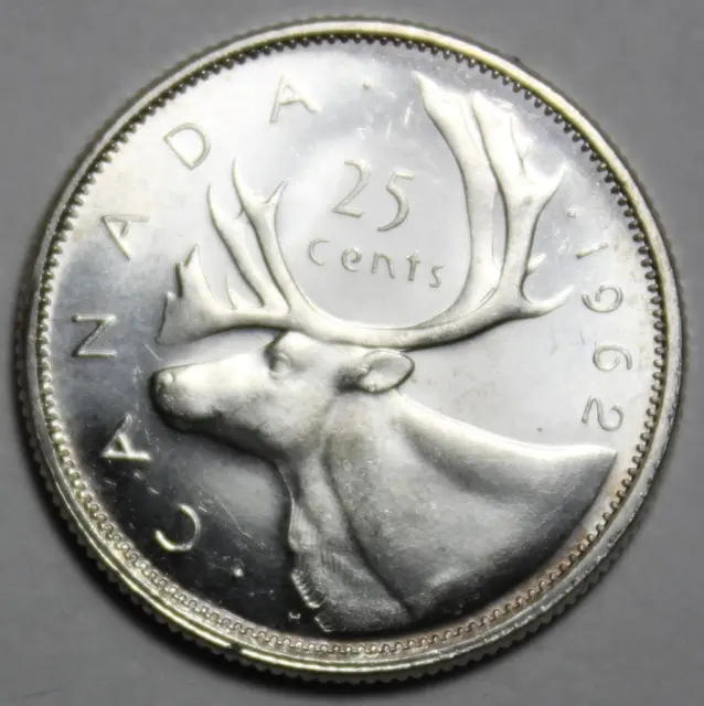 Canada 1962 Silver 25 Cents, Uncirculated (10c)