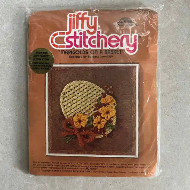 Kit vintage de caléndulas de costura Jiffy en cesta #215