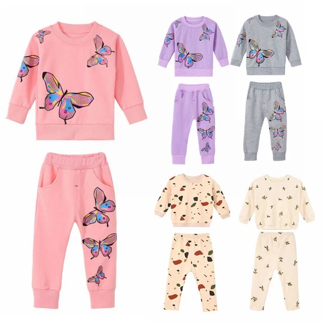 Baby Girls Casual Outfits Long Sleeve T-shirt Top Pants Set Daily Sport Suit