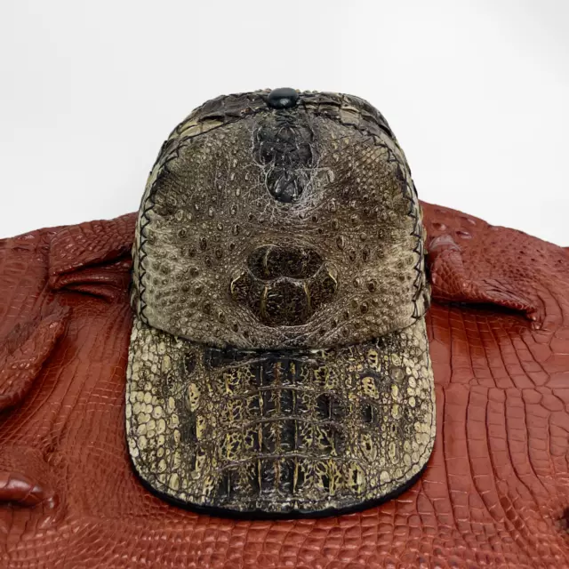 Natural Genuine Crocodile Alligator Skin Unique Baseball Adjustable Hat Caps