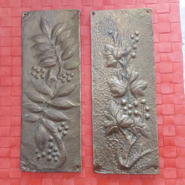 PAIR Keswick School of Industrial Art Style Brass Arts&Crafts Door Finger Plates