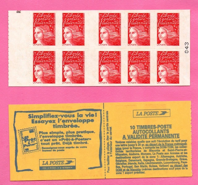 Timbre De Collection : Variétés LUQUET - TVP Rouge, Yvert Carnet 3085-C1ab