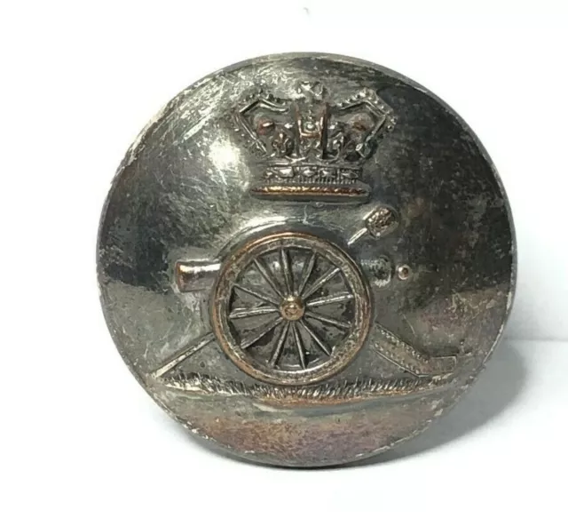 Victorian Royal artillery Silver plated officers button 24 mm Hawkes Piccadilly