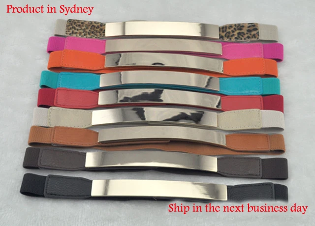 HQ Woman Lady Must Have Fashion Metal Metallic Bling Gold Mirror Leather Belt