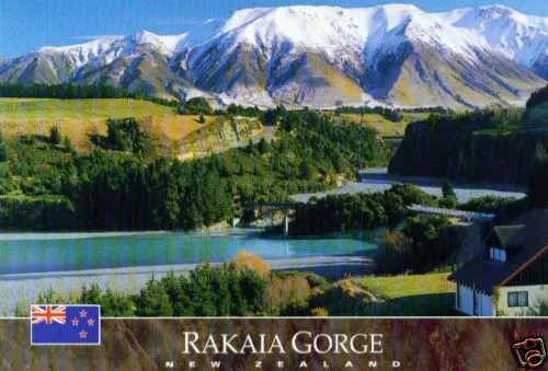 Ansichtskarte: Rakaia Gorge and Mount Hutt, Neuseeland