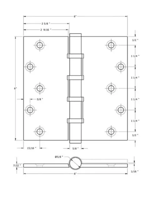 Door Hinges Square Corner 6"X 6" 4-BB in 9 Finishes 2