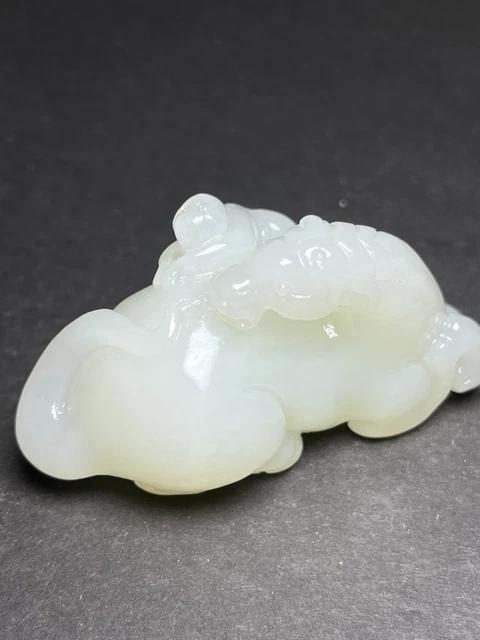 Chinese Exquisite Handmade Monkey Horse carving Hetian Jade Statue