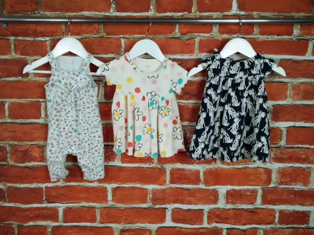 Baby Girls Bundle Age 0-3 Months M&S Next Romper Babygro Sleepsuit Dress 62Cm