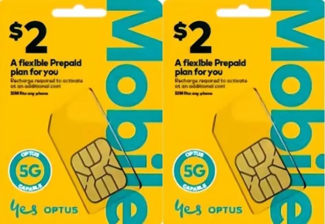 2 x Optus $2 Australia sim card PAYG Prepaid SIM Starter (free post with in AU)