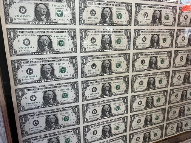 2003 $1 UNCUT Richmond [EA] Block BEP Sheet : Fr-1938 Washington D.C.
