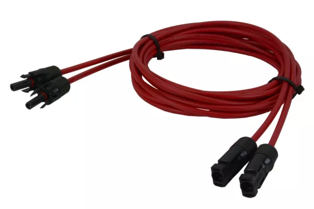 1 Pair 10 ft Solar Panel Extension Connector 10 AWG PV Cable Wire Red