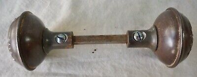 Door Knobs (pair) Nouveau Victorian Eastlake Steel Iron  2 1/4" dia  Beaded edge 2