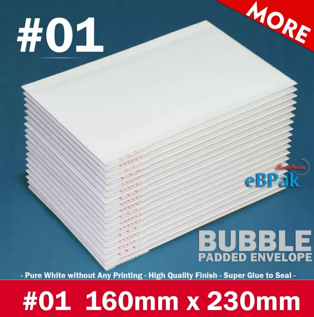 Bubble Mailer 01 160 x 230mm Plain White Padded Bag Envelope