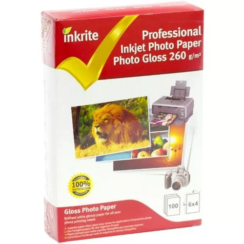 INKRITE PROFESSIONAL GLOSSY A6 6X4 PHOTO PAPER - 260GSM -100/200/500/1000 10x15