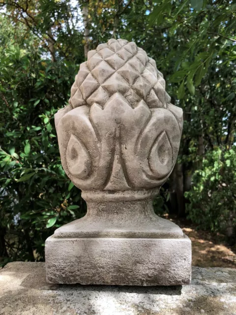 Stone medium pineapple wall finial gate post acorn ball cone pine cone post cap.