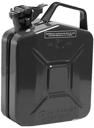 Oxid7® Metallkanister Metall Benzinkanister Stahlblechkanister schwarz 5 Liter
