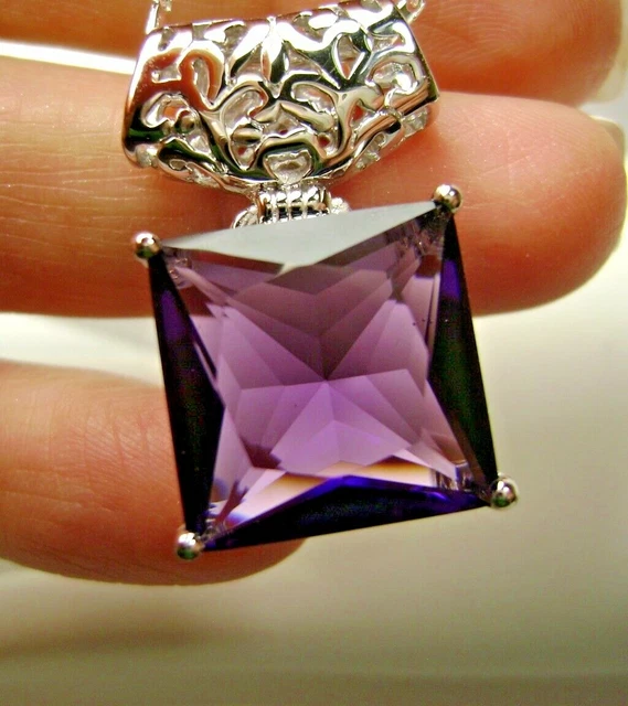 Amethyst Sim Sterling Filigree Pendant Necklace (Custom-Made)*