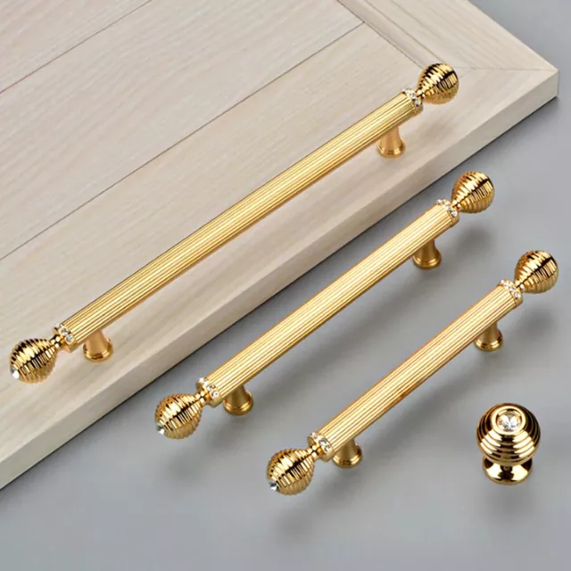 3.78'' 5'' 7.55'' Wardrobe Handle Drawer Pull Handle Gold Rhinestone Knob