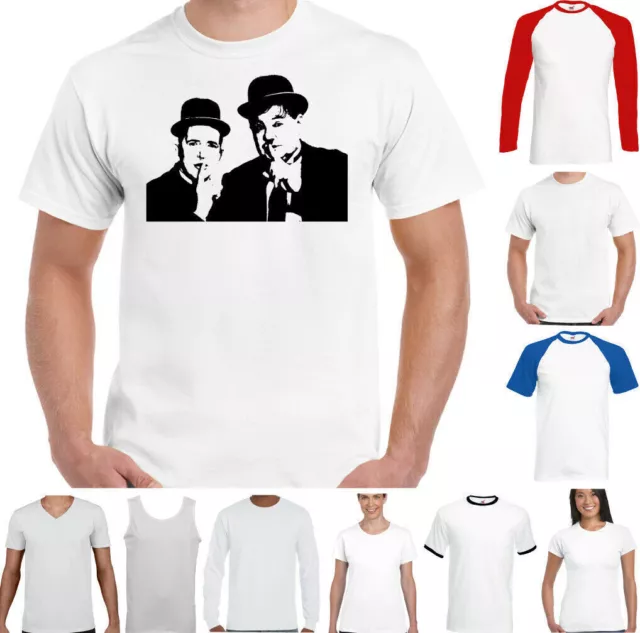 Laurel Et Hardy T-Shirt Hommes Dick & Doof Drôle Comédie Rétro Haut Unisexe