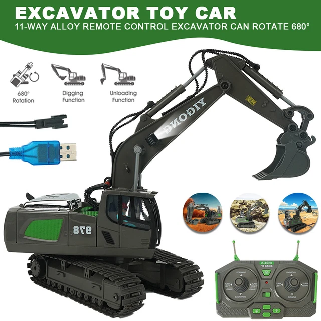 Remote Control Engineering Car Toy RC Car 11 Channel Excavator Green Grey main image 0