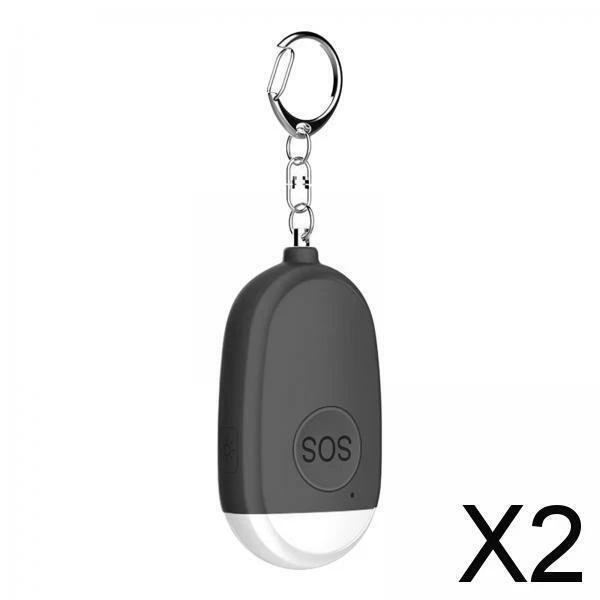 2X Mini 130DB Personal Alarm Security Alert Charging For Women Elderly Kids Noir