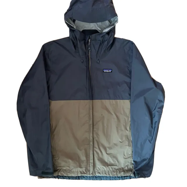 Patagonia Torrentshell Jacket L Gray Brown Full Zip Hooded Rain Coat Outdoors