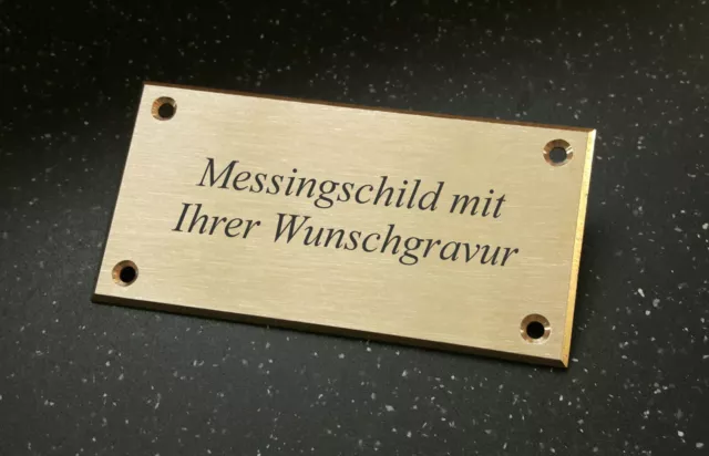 MESSINGSCHILD Türschild Grabschild - 100x50mm - mit Ihrer WUNSCHGRAVUR