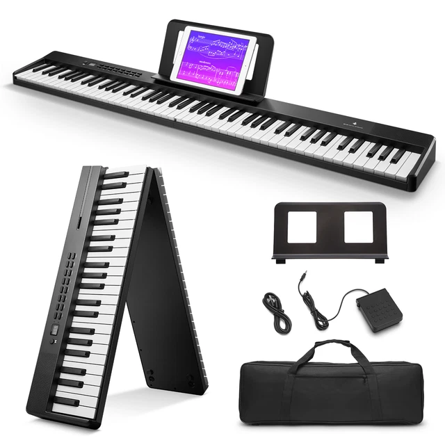 GOPLUS 61/88 Tasten Digitalpiano – Tragbares E-Piano Mit Anschlagdynamik, 128 Sounds & Rhythmen, Inkl. Pedal & Tasche