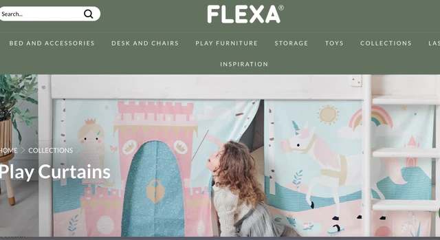 FLEXA design danese, tende da gioco, materasso da gioco, tenda a torre per un letto alto