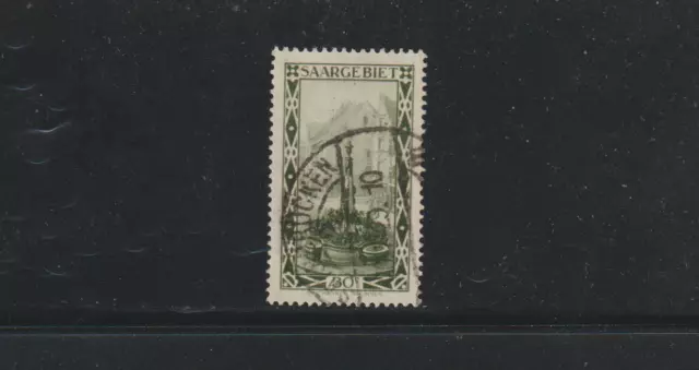 Saargebiet 112 IV "Marktbrunnen" 30 Ct deutlicher Plattenfehler gestempelt