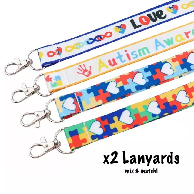 2x Autism Lanyards NHS ID Card Holder Autistic ADHD Love Awareness Strap Teacher