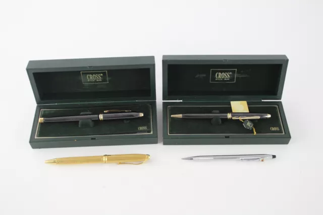 4 x Assorted CROSS Pens & Pencil Inc Vintage, Rolled Gold, Ballpoint, Boxed Etc