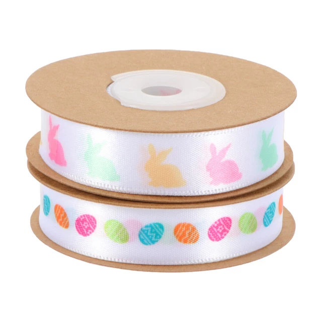 2 Rolls Ostern Geschenk Verpackungsband Polyester Wired Band Satin-