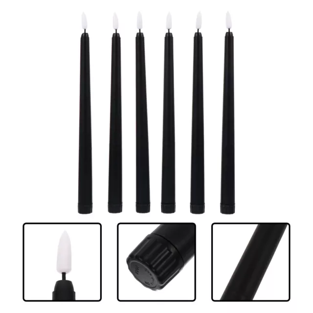 6 Pcs Lange Stabkerzenlichter Plastik Schwarze Kerzenhalter 2