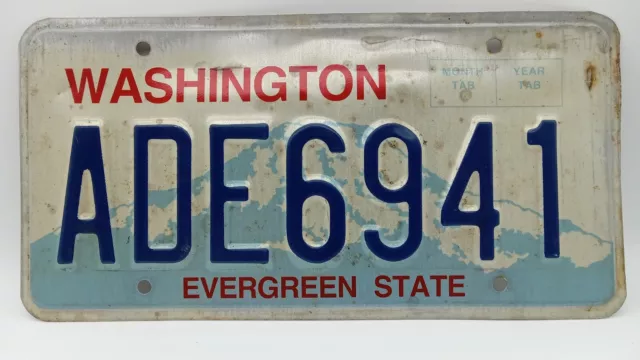 Washington State License Plate ADE6941 Evergreen State Mountain Expired